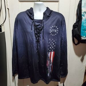 America Flag Hoodie Trendy Graphic  Shirts Stylish Tactical Pullover Size 2X